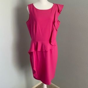Calvin Klein pink sleeveless dress with ruffle accents size 12